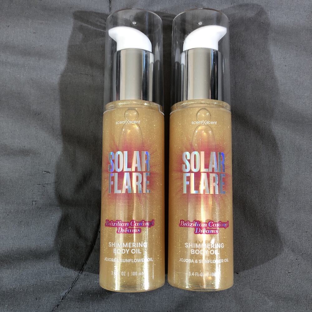 2 PACK Brand New SOLAR FLARE BODY Shimmer Oil BRAZILIAN CARAMEL DREAMS by Cantu